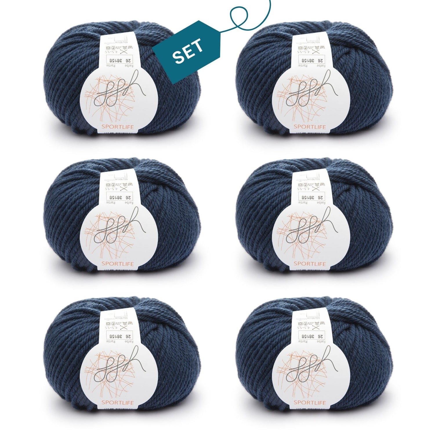 ggh Sportlife Box | Set mit 300g (6x50g) | 026 – Entenblau - ggh Wolle