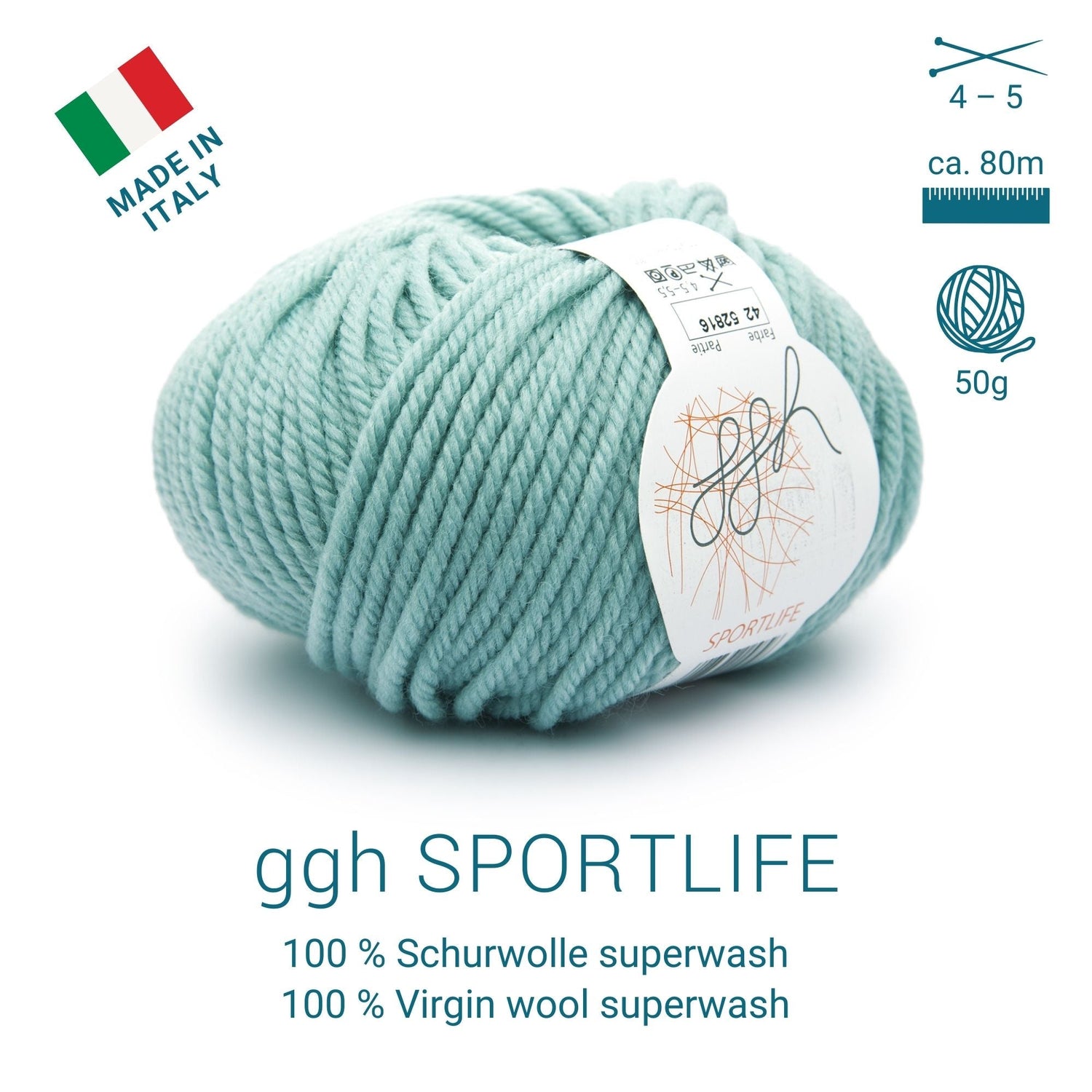 ggh Sportlife Box | Set mit 300g (6x50g) | 042 Mintgrün - ggh Wolle