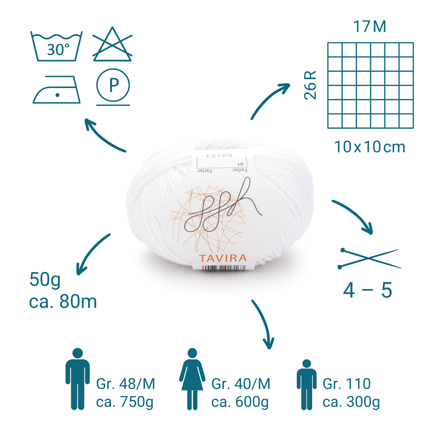 ggh Tavira | 100% Baumwolle | 80m/50g | 001 - Weiß - ggh Wolle