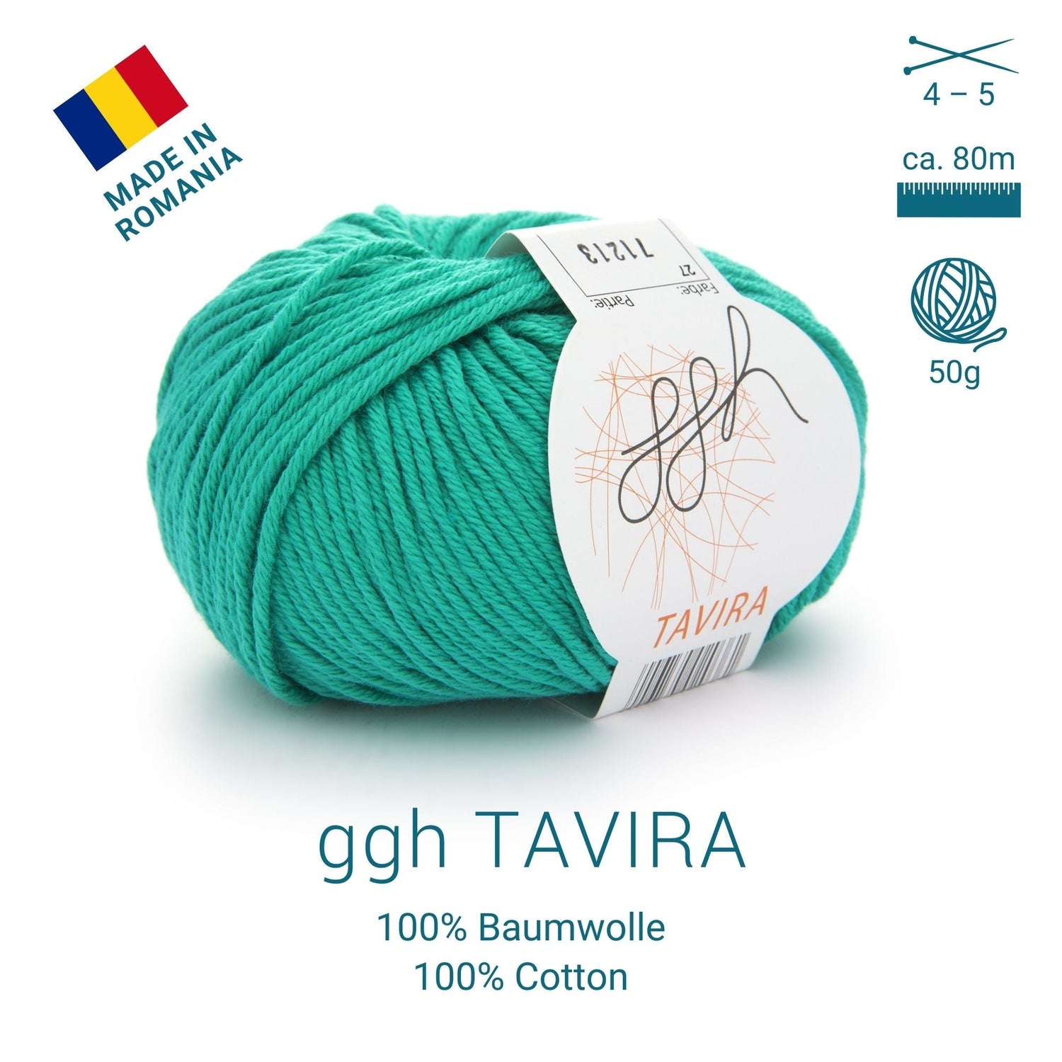 ggh Tavira | 100% Baumwolle | 80m/50g | 027 - Chromgrün - ggh Wolle
