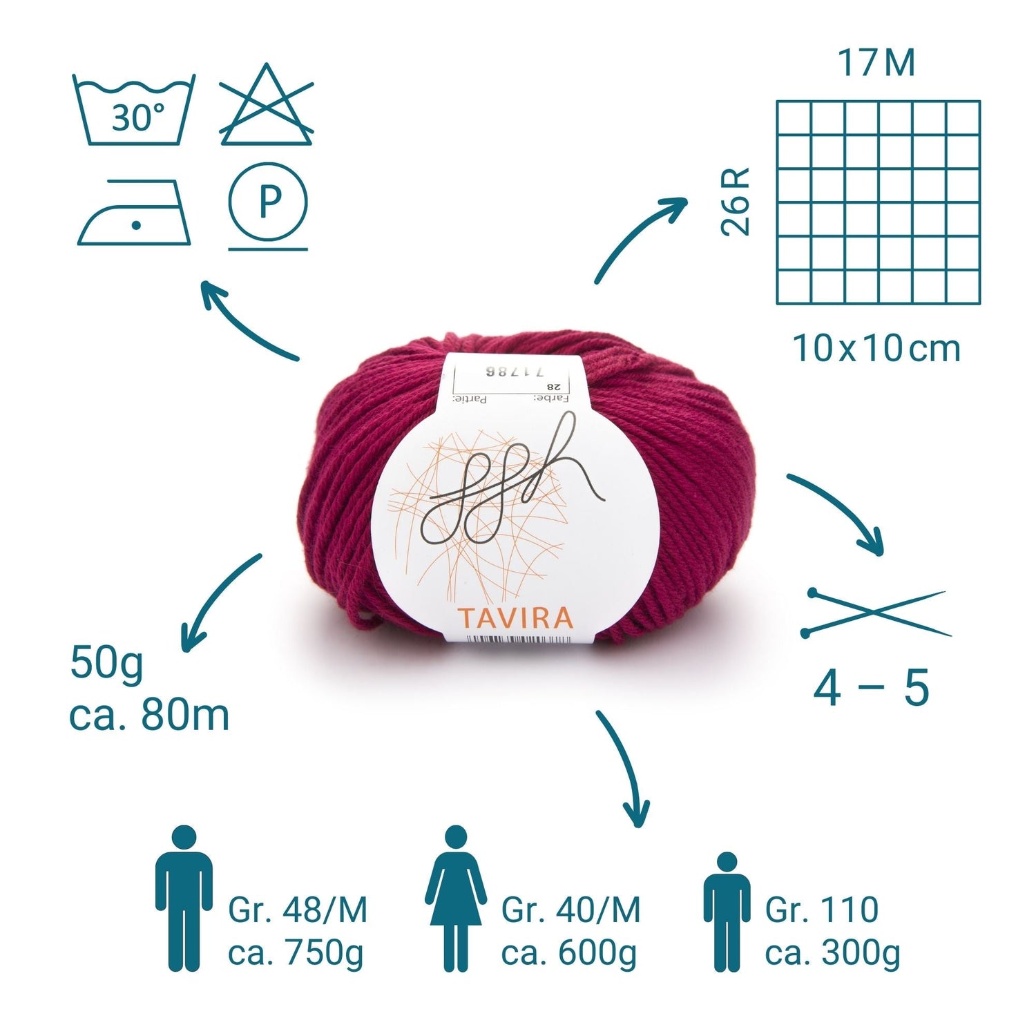 ggh Tavira | 100% Baumwolle | 80m/50g | 028 - Scharlachrot - ggh Wolle