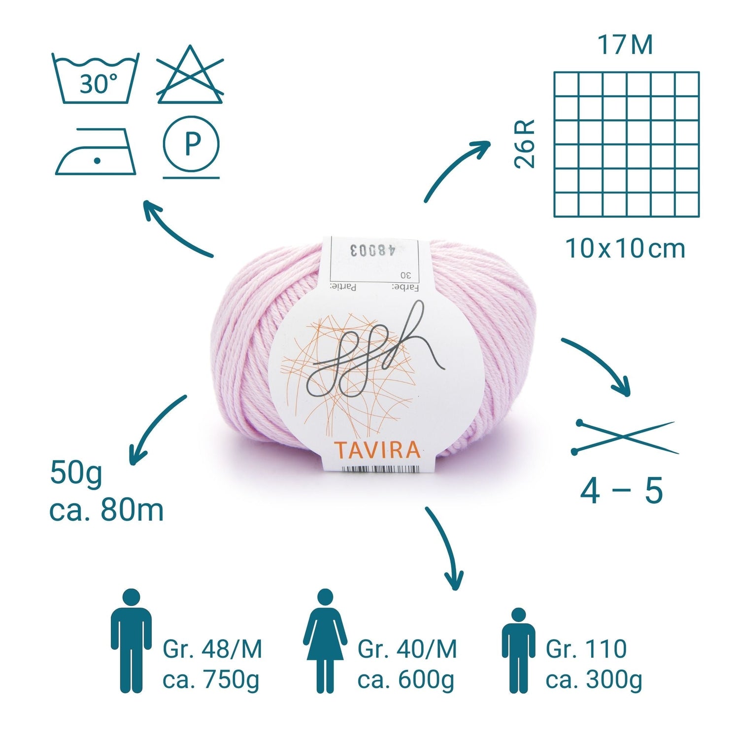 ggh Tavira | 100% Baumwolle | 80m/50g | 030 - Hellrosa - ggh Wolle