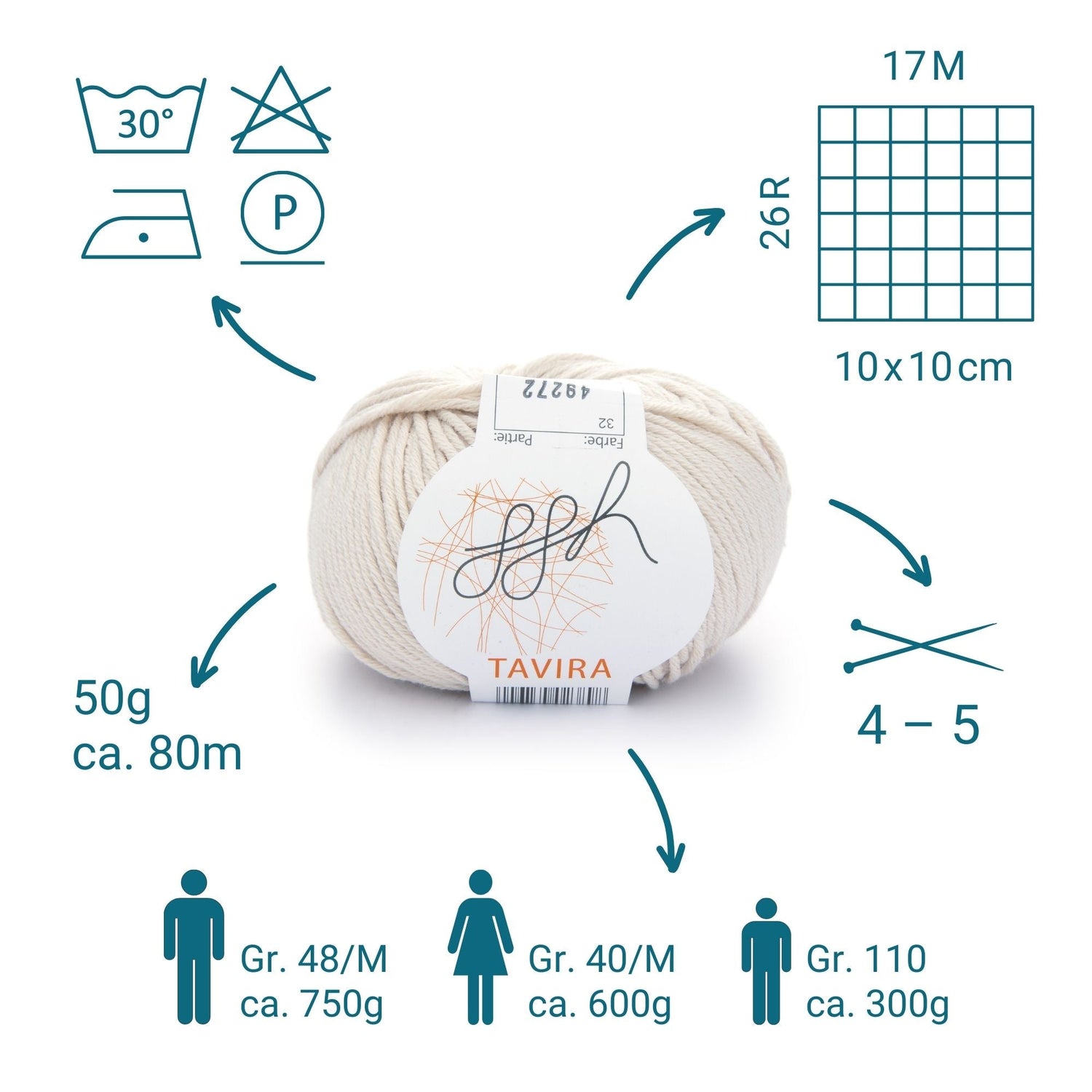 ggh Tavira | 100% Baumwolle | 80m/50g | 032 - Hellbeige - ggh Wolle