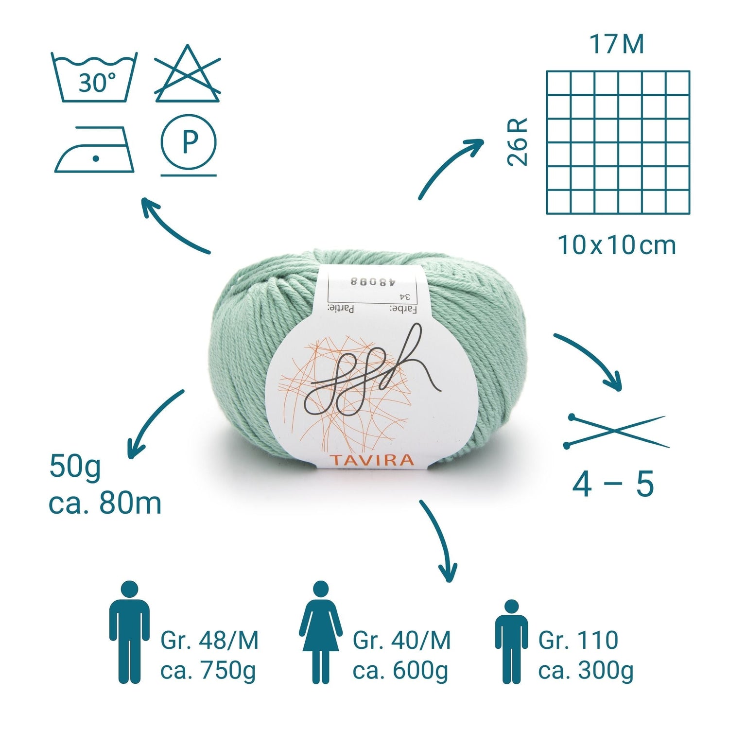 ggh Tavira | 100% Baumwolle | 80m/50g | 034 - Blassgrün - ggh Wolle