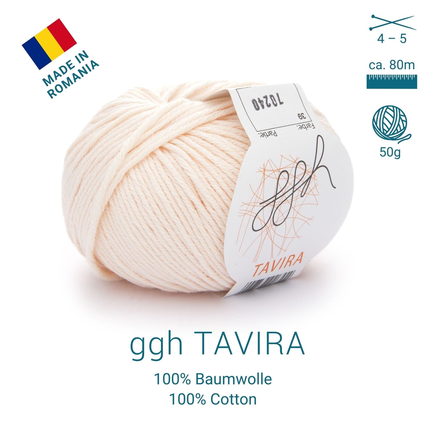 ggh Tavira | 100% Baumwolle | 80m/50g | 039 - Puder - ggh Wolle