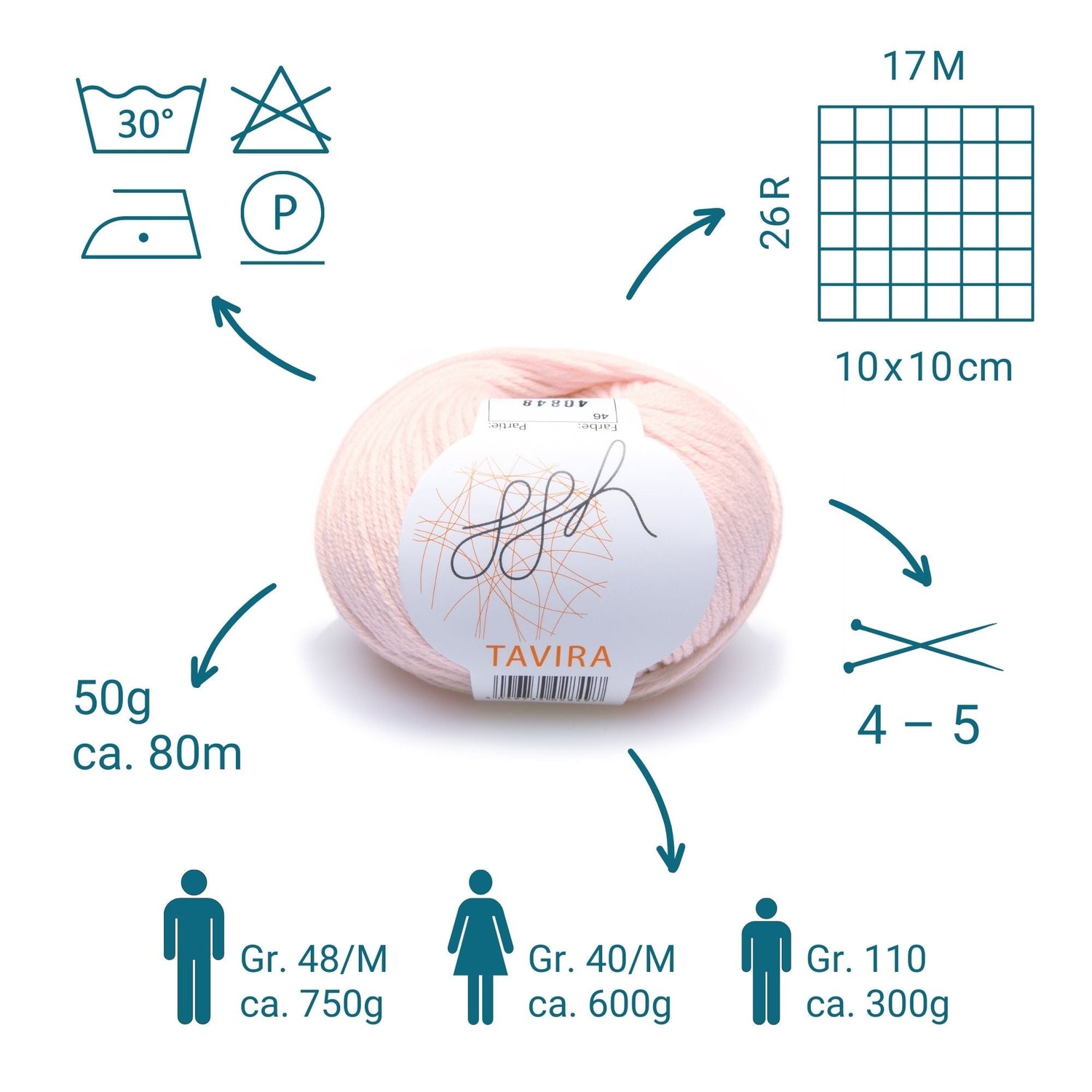 ggh Tavira | 100% Baumwolle | 80m/50g | 046 - Puder - Rosa - ggh Wolle