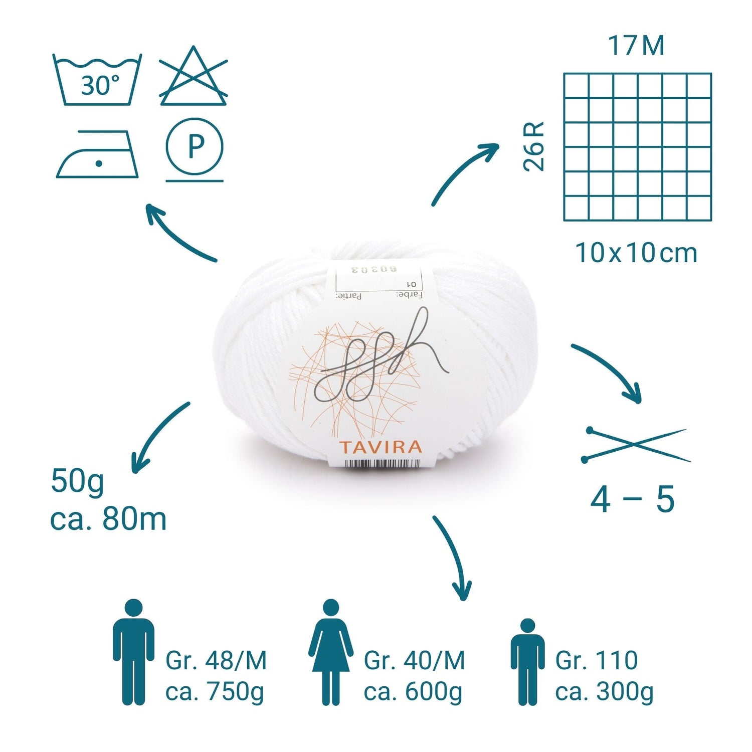 ggh Tavira Box | 300g Set (6x50g) | 010 - Cremeweiß - ggh Wolle