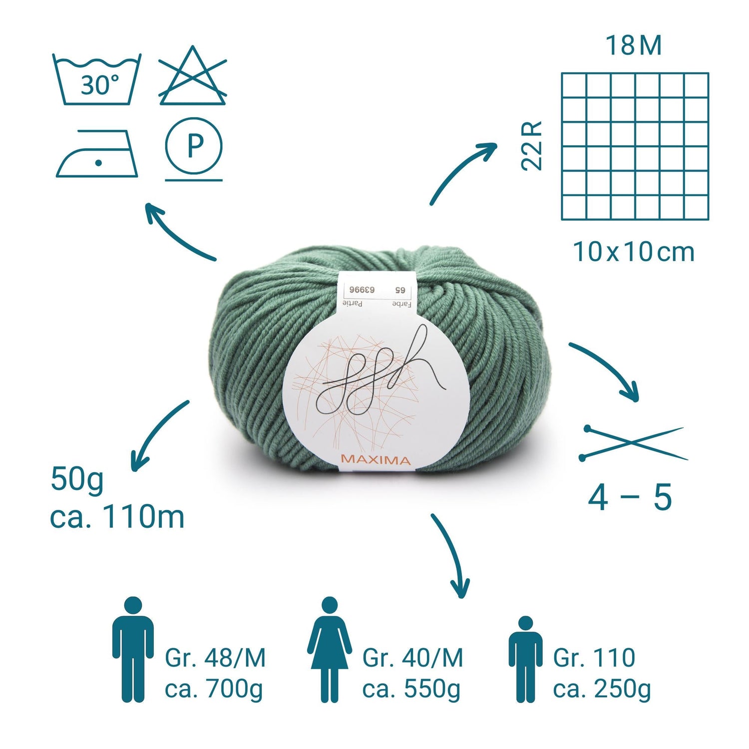 ggh Maxima Box | 300g Set (6x50g) – 065 – Berylgrün - ggh Wolle