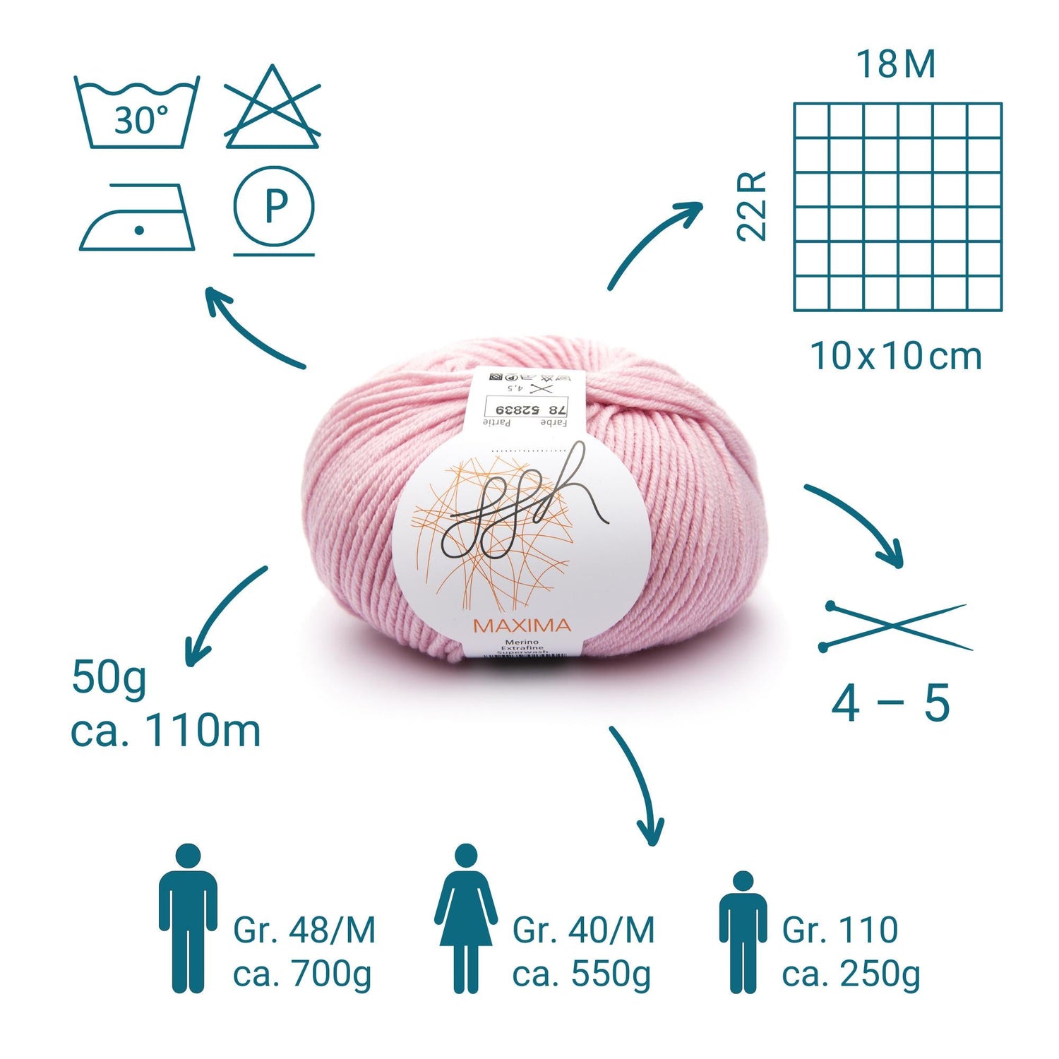 ggh Maxima Box | 300g Set (6x50g) – 078 – Puderrosa - ggh Wolle