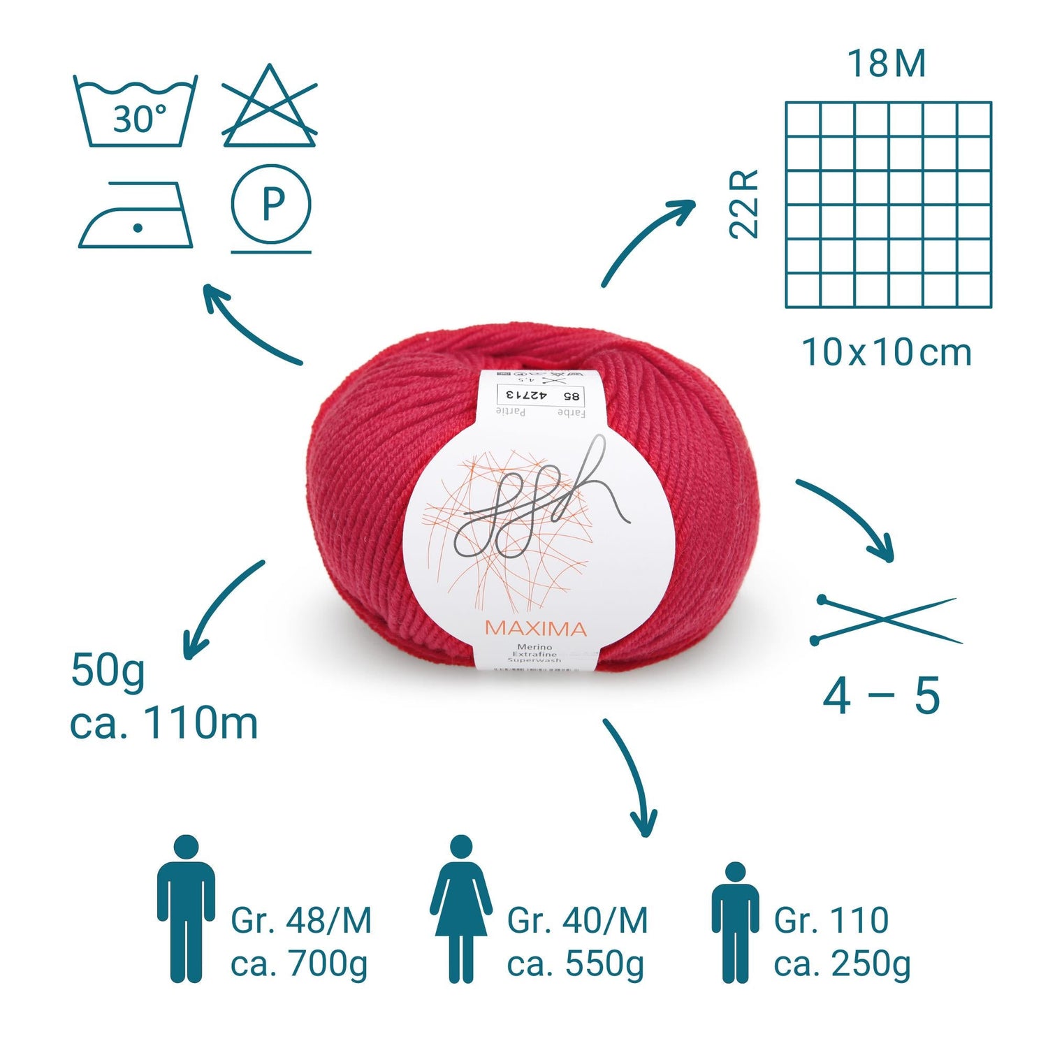 ggh Maxima Box | 300g Set (6x50g) – 085 – Rot - ggh Wolle