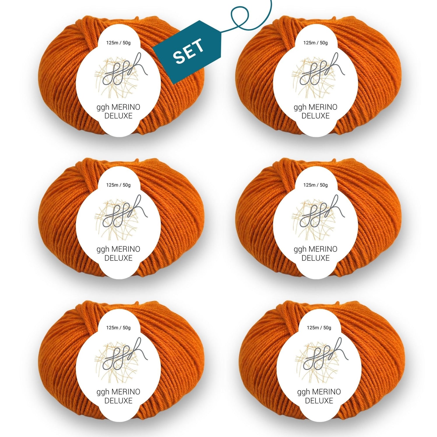 ggh Merino Deluxe - 300g Set (6x50g) - 027 - Kürbis - ggh Wolle
