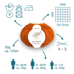 ggh Merino Deluxe - 300g Set (6x50g) - 027 - Kürbis - ggh Wolle