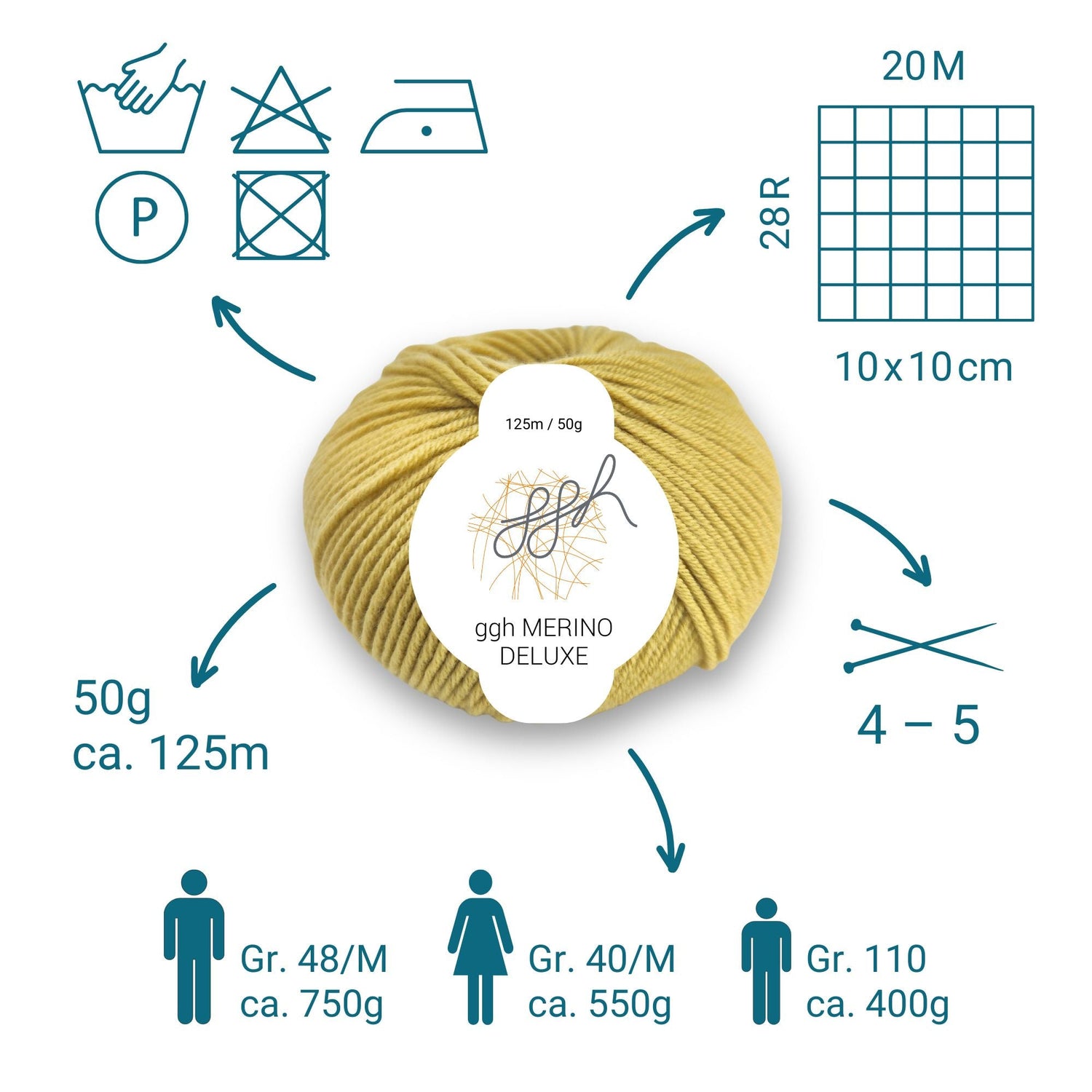 ggh Merino Deluxe - 300g Set (6x50g) - 031 - Weizen - ggh Wolle